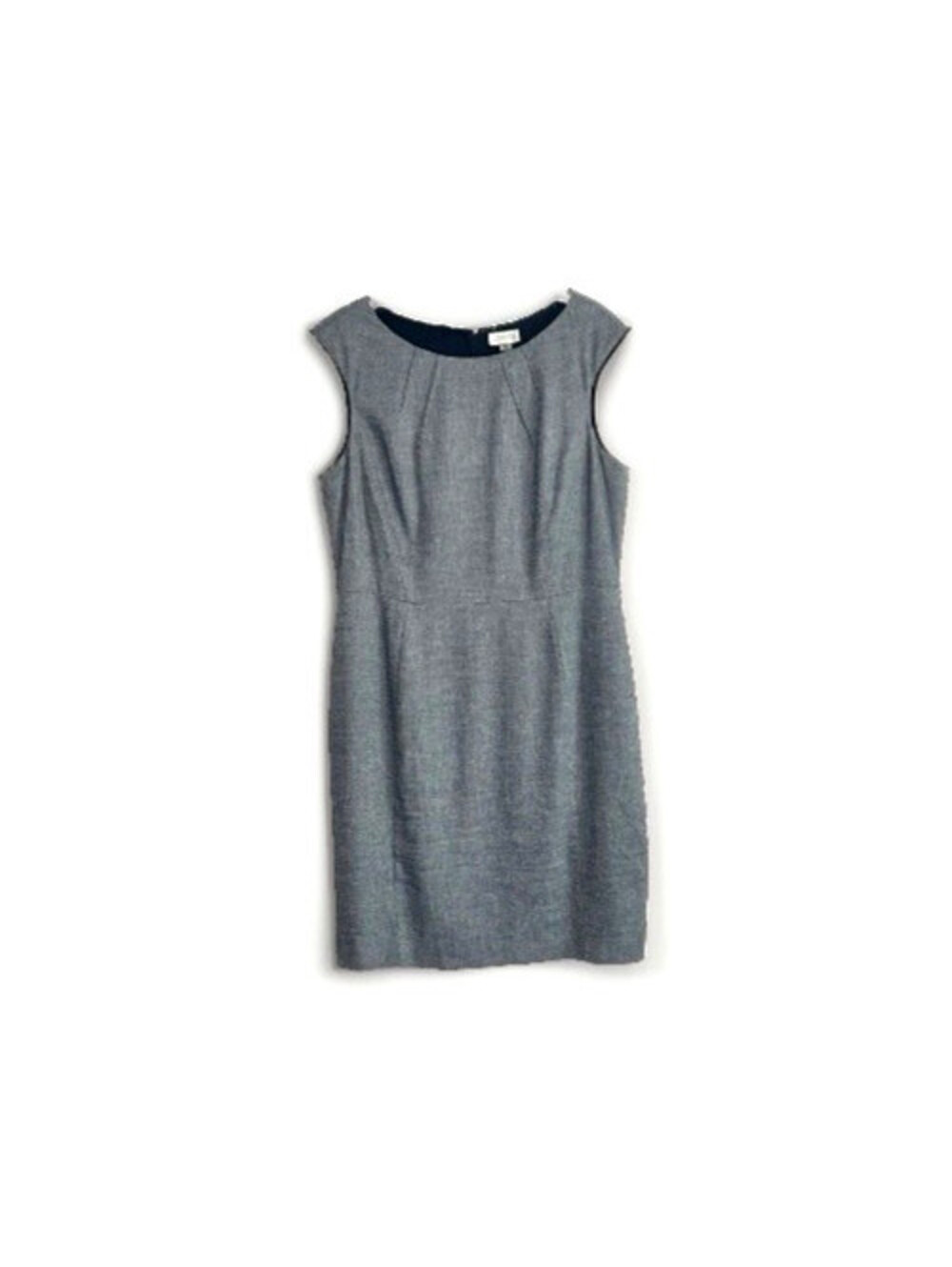 Tahari Arthur S Levine Dress Women 16 Gray Fitted Sheath Knee Length Linen Blend